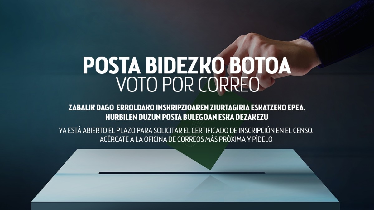 Martxoaren 26ra arte egongo da zabalik Eusko Legebiltzarrerako posta bidezko botoa eskatzeko epea 