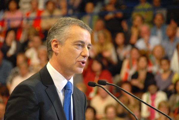 Iñigo Urkullu, Josu Erkoreka, Arantxa Tapia y Emilio Olabarria. Mitin de La Casilla