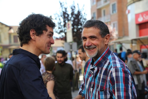 Ortuzar y Atutxa junto con otros miembros del EBB y Maria Uribe en el último lunes de Gernika