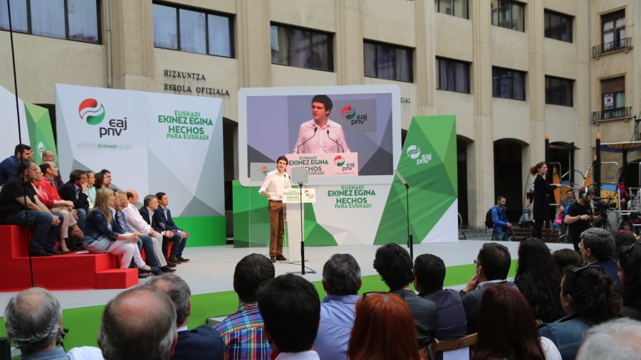 Mitin electoral en Getxo. Urkullu, Ortuzar, Rementeria, Landa